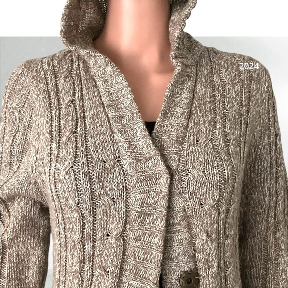 Hooked Up Hooded Sweater‎ SZ XL Women Dark Oak Ivory Winter Casual Corpcore Fall - Picture 2 of 8